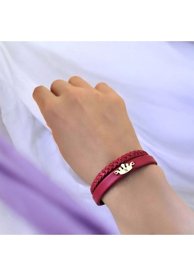 Archin N Harfine Özel Taç Motifli 14 Ayar Altın Plakalı Doğal Bordo Derili Hediye Bileklik-648harf N Archin N Harfine Özel Taç Motifli 14 Ayar Altın Plakalı Doğal Bordo Derili Hediye Bileklik-648harf N