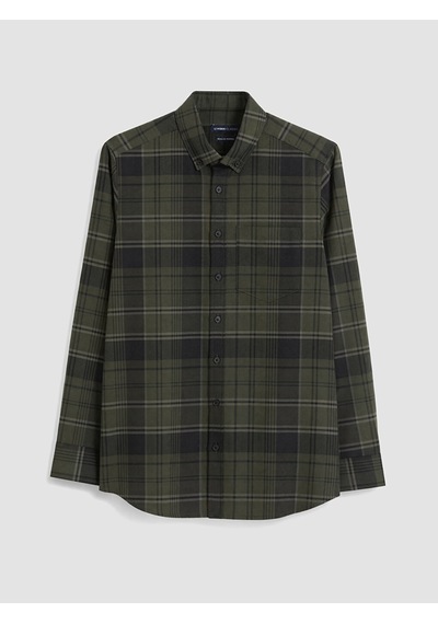 Lcwaıkıkı Classic Haki Regular Fit Ekose Erkek Gömlek