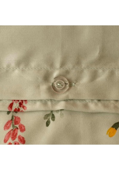Flores Çiçek Desenli%100 Pamuk Saten Nevresim Seti, Açık Yeşil, Tek Kişilik Nevresim: 160x220 Cm / 1 Adet Yastık Diğer