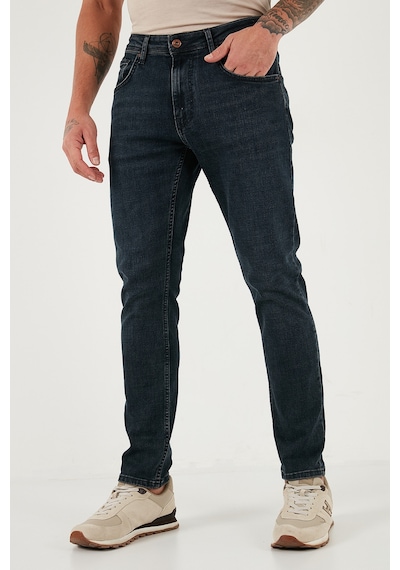Buratti Pamuklu Slim Fit Yüksek Bel Dar Paça Jeans Erkek Kot Pantolon 3300C45Tokyo Mavi