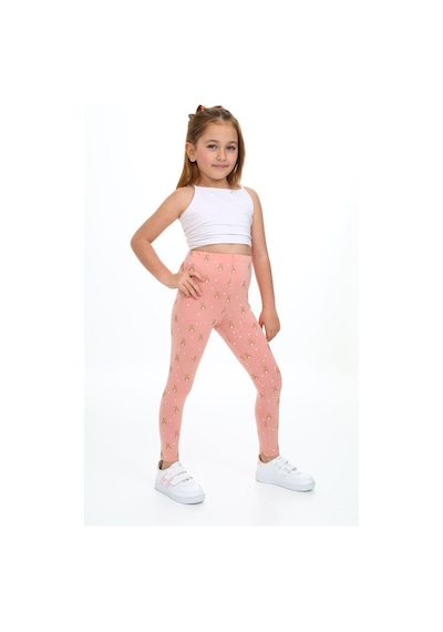 Toontoy Kids Toontoy Kız Çocuk Tavşan Baskılı Tayt Koyu Pudra