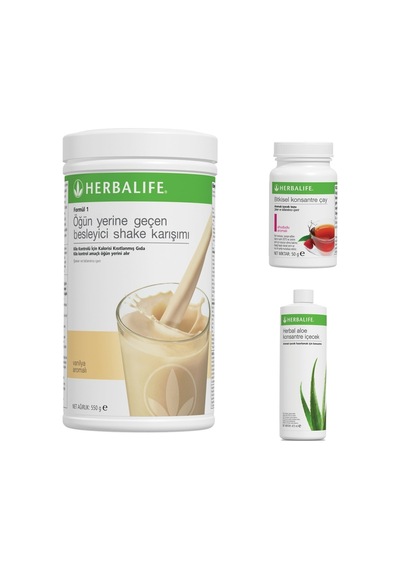 Herbalife Başlangıç Paketi Vanilya Aromalı Shake Ahududu Aromalı Çay Aloevera Suyu