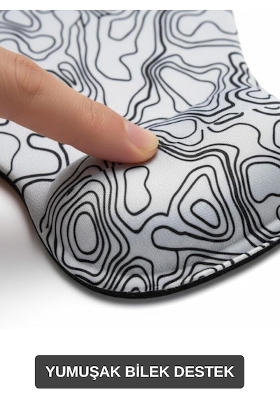 Topowave Bilek Destekli Mouse Pad Ergonomik Kaymaz Taban Mouse Pad Bilek Koruyucu Dijital Mouse Pad Beyaz