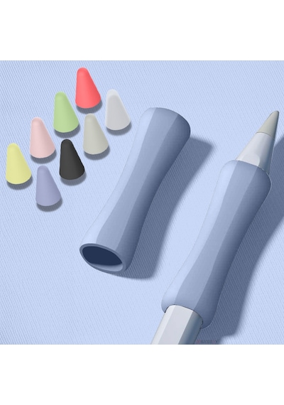 Apple Pencil 1-2 Nesil Pro Usb-c Uyumlu Soft Yumuşak Silikon Kalem Tutucu Ve 8'li Kalem Ucu Koruyucu Lavanta