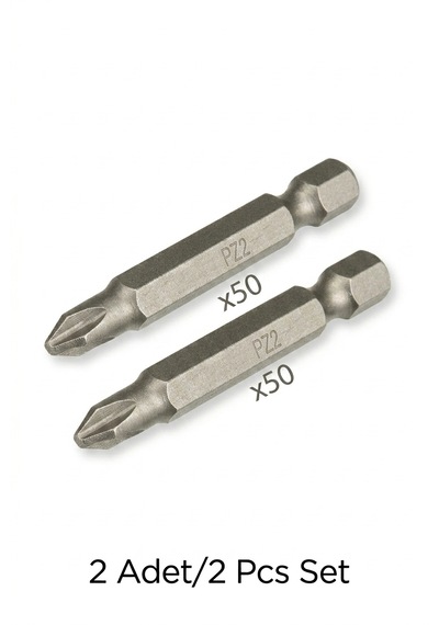 Pz2 X 50 Mm Şarjlı Tornavida Vidalama Bits Ucu 2'li Set Pz2x50