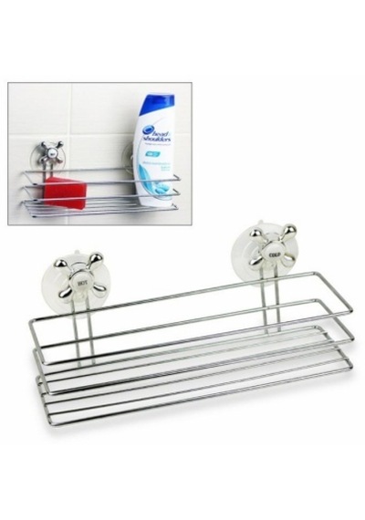 Banyo Organizeri - Çok Amaçlı Dörtgen Vantuzlu Gümüş