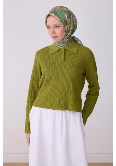 Belli İpek Eşarp - 4314-83 Yeşil Twill