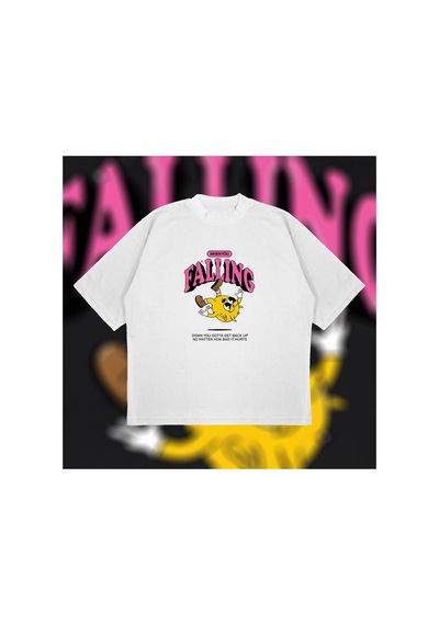 Tarzsokak When You Fallin Damnself Oversize Unisex Pamuklu Nefes Alan Kalın Kumaşlı Beyaz