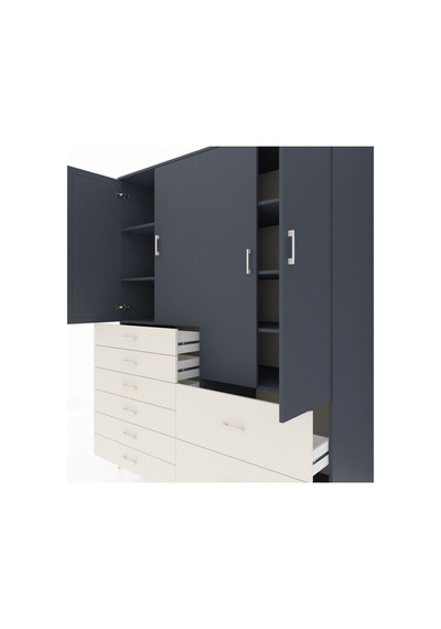 Kronos Gardrop 7 Raflı 8 Çekmeceli 4 Kapaklı 176x59x221 Antrasit-antrasit/aytaşı Beyaz Kronos Gardrop 7 Raflı 8 Çekmeceli 4 Kapaklı 176x59x221 Antrasit-antrasit/aytaşı Beyaz