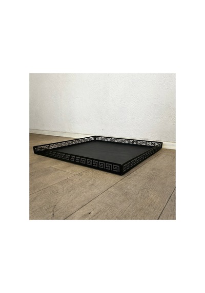 Metal Şömine & Soba Altlığı Siyah Antik Desenli Dekoratif Zemin Koruyucu 70x70 Cm - 836318778