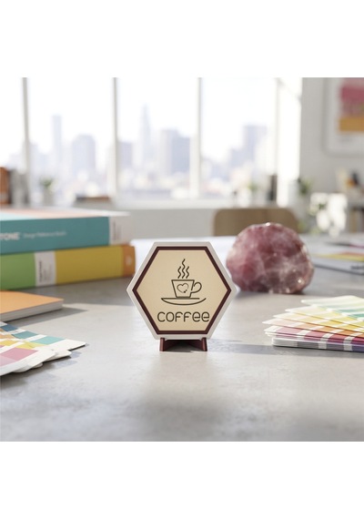 Kahve Tutkunlarına Özel Coffee Temalı Masaüstü Süsü Modern Tasarımıyla Evinize Ve Ofisinize Şıklık Katan Obje 10x10 Cm, Pudra