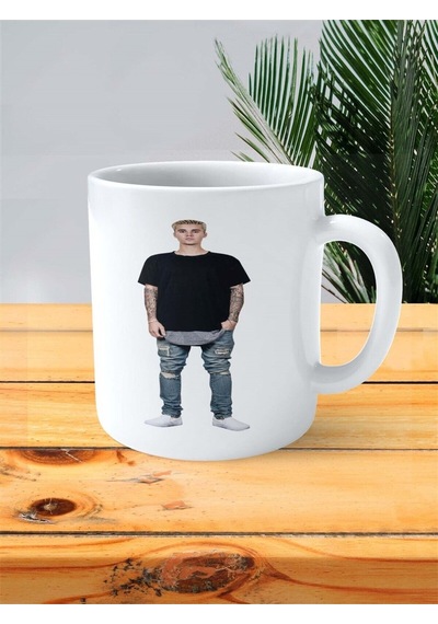 Justin Bieber Baskılı Kupa Bardak Kişiye Özel Model 1 Çok Renkli
