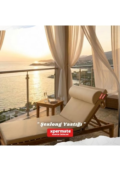 Xpermate Şezlong Yastığı Rulo Yastık Dış Mekan Havuz Plaj Bahçe Sünger Dolgulu 60x22x10 Cm Krem Açık Bej