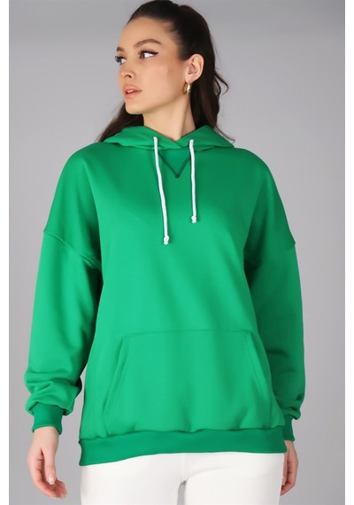Sweetness Kadın Yeşil Kapüşonlu Sweatshirt Yeşil