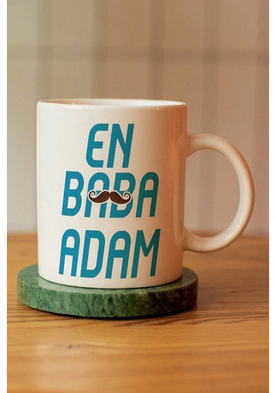 En Baba Adam Baskılı Seramik Kahve Çay Kupası Beyaz