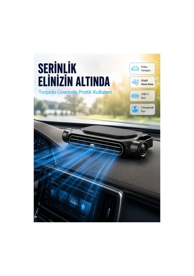 Araç Koltuk Başlığı Soğutucu Fan Usb Şarjlı 3 Kademeli Sessiz Boyun Serinletici Renk