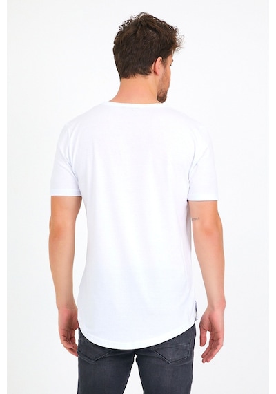 Eg38 Pis Yaka Eteği Oval Tişört Beyaz Beyaz