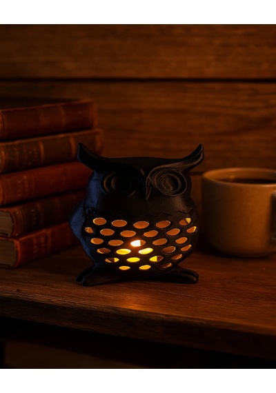 3d Dekoratif Baykuş Mumluk , Tealight Mumluk , Bohem Rustik Ev Dekoru , Hediyelik Romantik Aydınlatma
