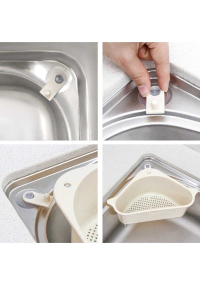 Vantuzlu Üçgen Sebze Meyve Lavabo Raf Evye Süzgeç Sünger Tutucu Düzenleyici Mutfak Organizer Plastik Diğer