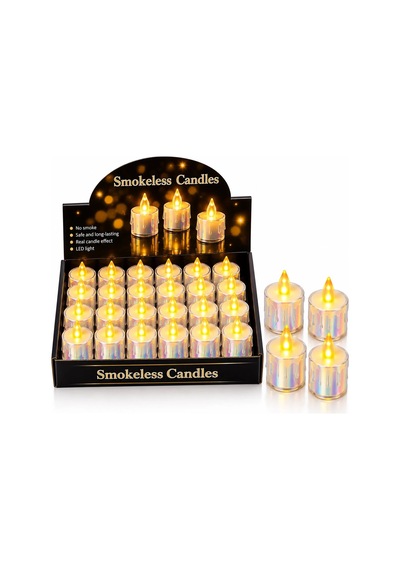 24 Adet Orta Boy Pilli Damlalı Akan Mum Modeli - Neon Led Mum Çap: 3.9cm Yükseklik: 6.8cm İ10-019 Çok Renkli