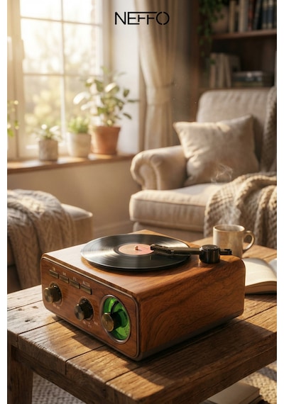 Retro Nostaljik Ahşap Pikap & Bluetooth Hoparlör Nostaljik Plak Çalar