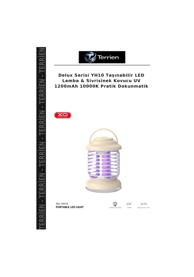 Delux Serisi Yh10 Taşınabilir Led Lamba & Sivrisinek Kovucu Uv 1200mah 10000k Pratik Dokunmatik