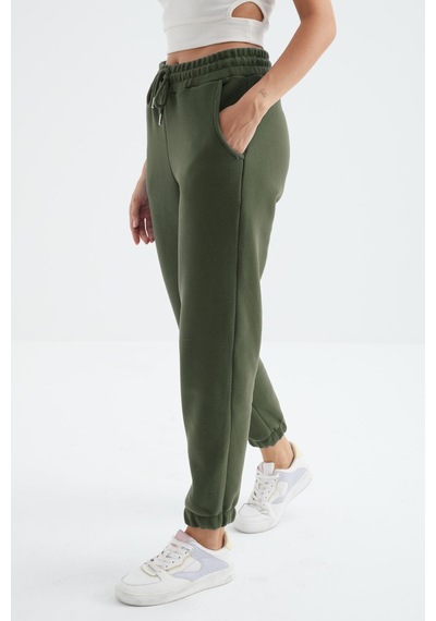 Çağla Yüksek Bel Basic Bağcıklı Jogger Polar Kadın Eşofman Alt - 94622 Çağla