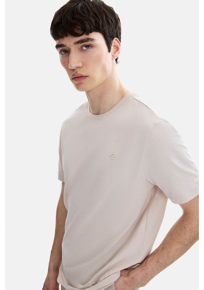 Backandbond Bej Regular Fit Bisiklet Yaka Tişört