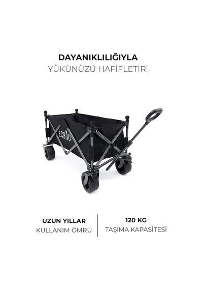 Masalı Katlanır Vagon Taşıma Arabası Siyah