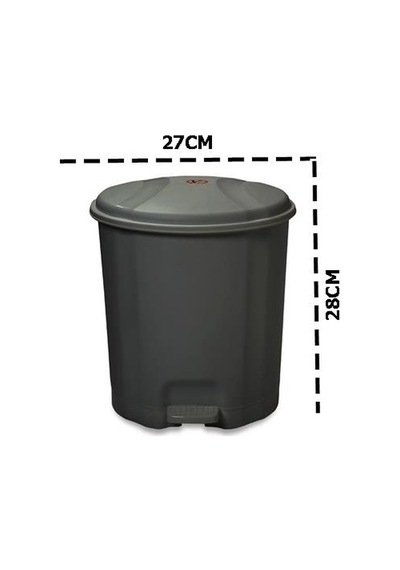 Motek Elit Pedallı Plastik Çöp Kovası İç Kovalı 6 Lt Antrasit Siy