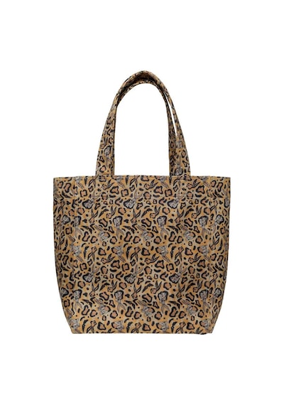 Dogo Kadın Vegan Krem Leopar Large Tote Bag - Warner Bros Looney Tunes Leopard Bugs Bunny Tasarım Multicolor