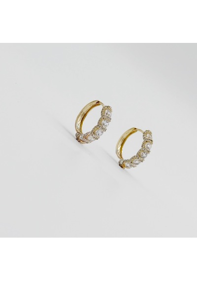 14k Gold Plated Cinq Pierres Hoop Küpe