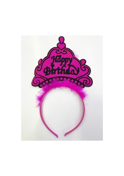 Happy Birthday Yazılı Neon Renk Taç 12 Adet Yetişkin