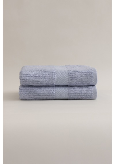 Ivory Mavi Fitilli Mikro Fiber %100 Pamuk 2li El Yüz Havlusu Seti Mavi