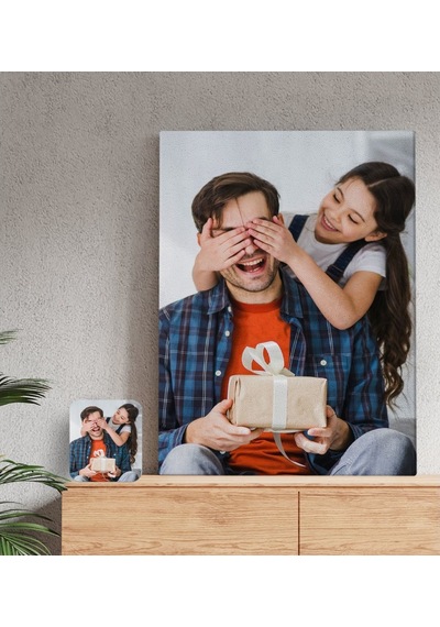 6Renk Kişiye Özel Babalar Günü Hediyesi Fotoğraflı Kanvas Tablo 50X70Cm