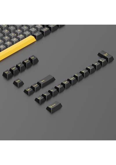 Mekanik Klavye Pbt Çift Baskı Keycap Seti Siyah -gri -sarı 128 Tuşlu Keycap