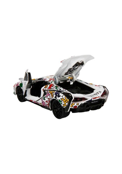 1:32 Sesli Ve Işıklı Rmz Hobby Keith Haring Serisi Die Cast Çek Bırak Model Araba - Renkli Lamborghi