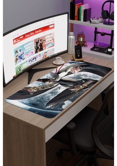 Bayonetta Kaymaz Dikişli Kauçuk Oyuncu Mousepad V1 - 90x40 Xxl Gaming Mouse Pad Fare Altlığı