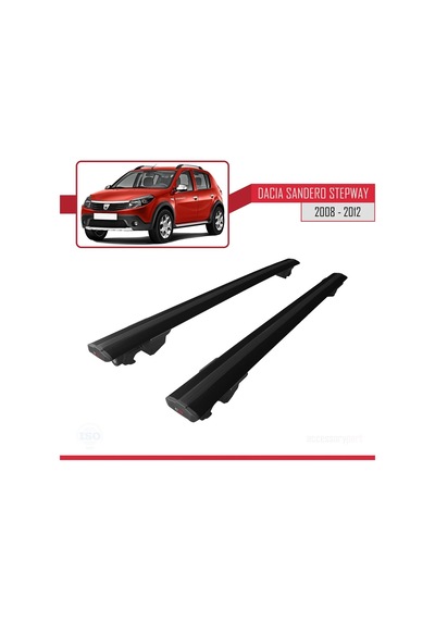 Dacia Sandero Stepway 2008-2012 Arası İle Uyumlu Hook Model Anahtar Kilitli Ara Atkı Tavan Barı Siyah