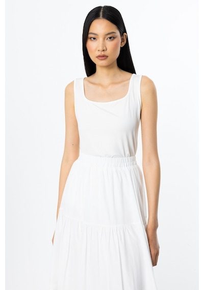 On Minimalist Kolsuz Kadın Bluz - Crop Kesim - Günlük Ekru