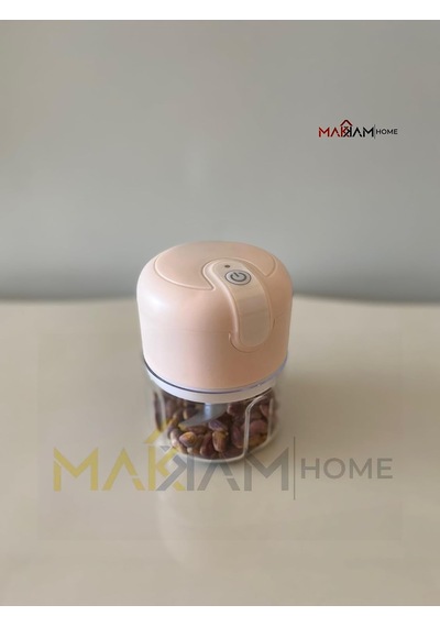 Makkam Home / 3 Bıçaklı Şarjlı Mini Doğrayıcı, Pratik Rondo, Kablosuz Mutfak Robotu, Şarjlı El Rondosu Pembe Diğer