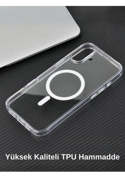 Apple Uyumlu iPhone 16 Şeffaf Kılıf Magsafe Özellikli Hybrid Kristal Kapak Şeffaf