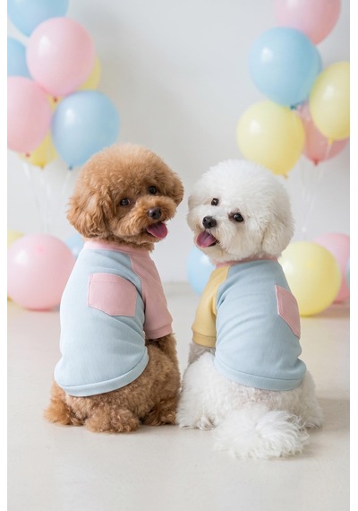 Bubbles Pastel Köpek Tişörtü Cepli Şeker Renkli Yazlık Köpek Kıyafeti Küçük Irklar İçin