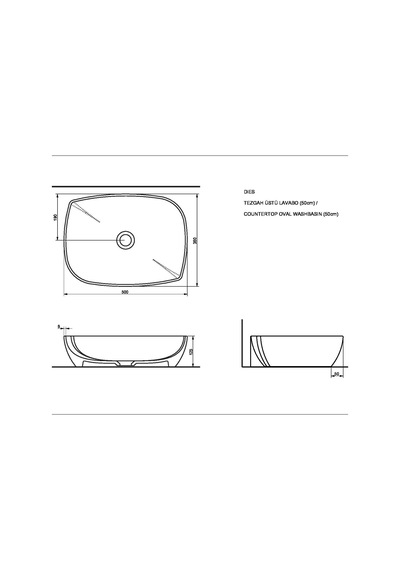Seramiksan Dies Oval Tezgâh Üstü Batarya Deliksiz Turuncu Lavabo 50x38 Cm A002153h Turuncu