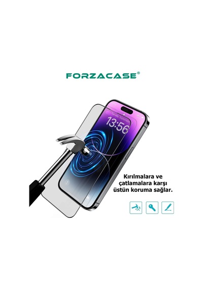 Forzacase Apple Uyumlu iPhone 16 Pro Max Çerçeveli Tam Kaplayan Temperli Ekran Koruyucu - Fc003