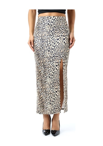 Gugus Kadın Derin Yırtmaçlı Dijital Baskılı Etek Maxi Boy 92 Cm Win-leopar