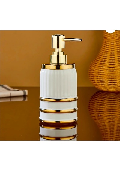 Porselen Sıvı Sabunluk Gold Pompalı Dekoratif Banyo Ve Mutfak Sabun Dispenseri Altın