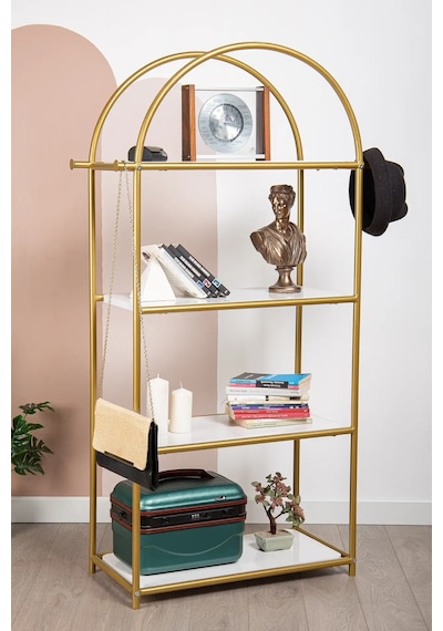 Hestia Gold Metal 4 Katlı Kitaplık Gold