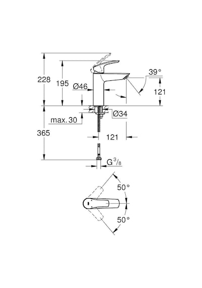Eurosmart Tek Kumandalı Lavabo Bataryası M-Boyut - 23324003
