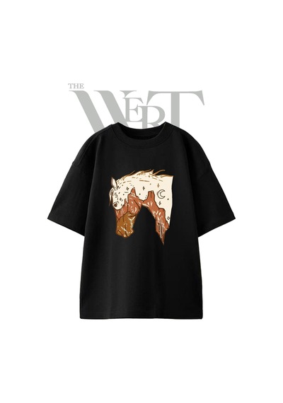 Thewert Western Horse Tasarım Baskılı Ünisex Siyah Oversize T-shirt